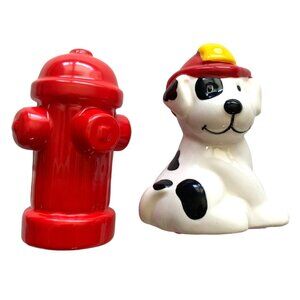 Russ Berrie Dalmatian Fire Hydrant Salt and Pepper Shakers 15645 Ceramic